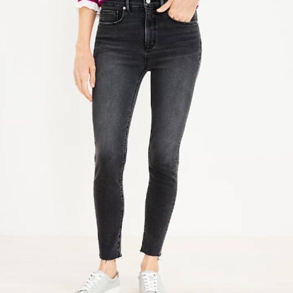 Loft Fresh Cut High Rise Skinny Jeans in Black Grey Size 30 NWT
